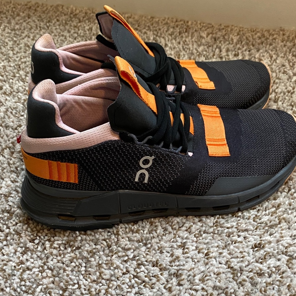 On Running Black and Orange Sneakers